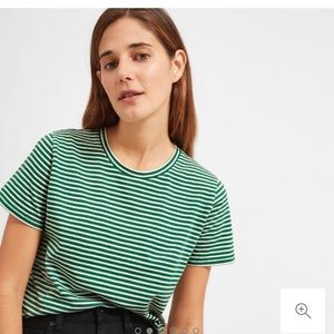 Everlane box cut tee bone and green